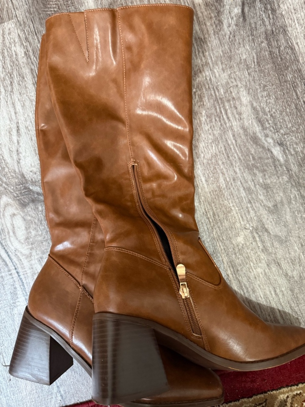 Classic Tall Brown Women's Leather Boots with Side Zip